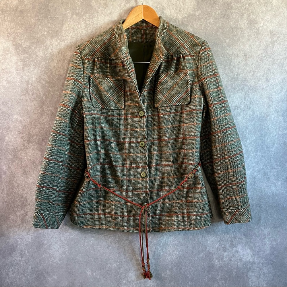 Vintage‎ Devon Hall Womens Small WOOL Jacket Hippie Boho Waist Tie *See Descrip*